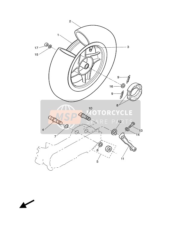 Yamaha EW50 SLIDER 2002 Rueda trasera para un 2002 Yamaha EW50 SLIDER